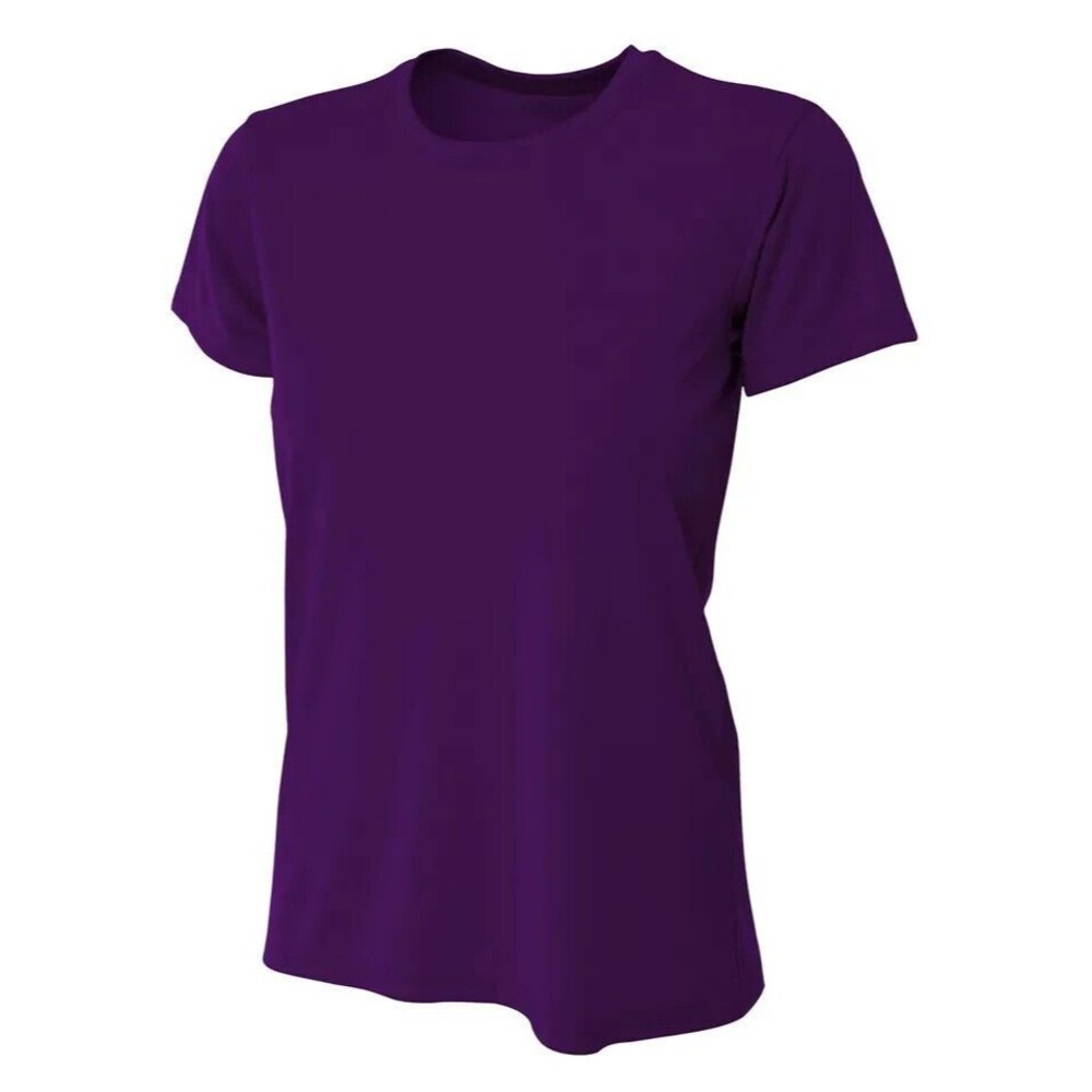 Small Purple A4 Womens Short Sleeve Dri-Fit Moisture Wicking Performance Crew